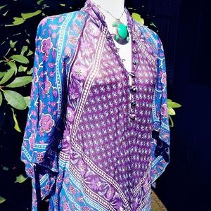 70s vintage Indian batik cotton voile ADINI dress